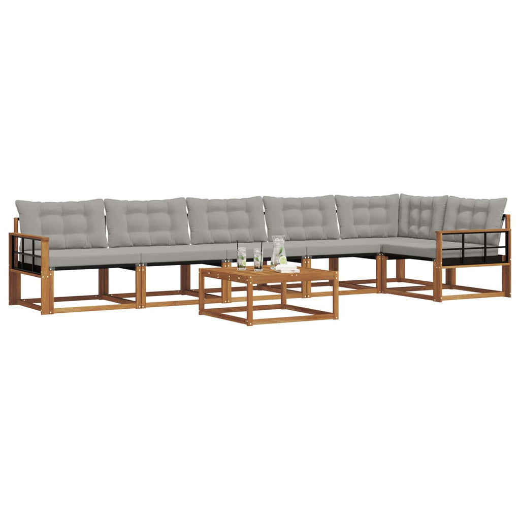 Outdoor-Sofagarnitur mit Kissen 7 pcs Natürlich und Hellgrau