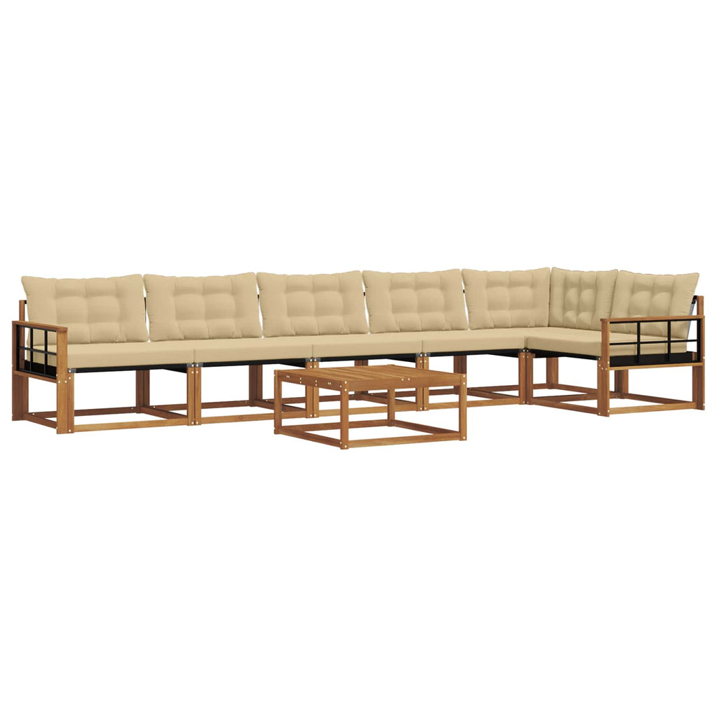 Outdoor-Sofagarnitur mit Kissen 7 pcs Natur und Beige