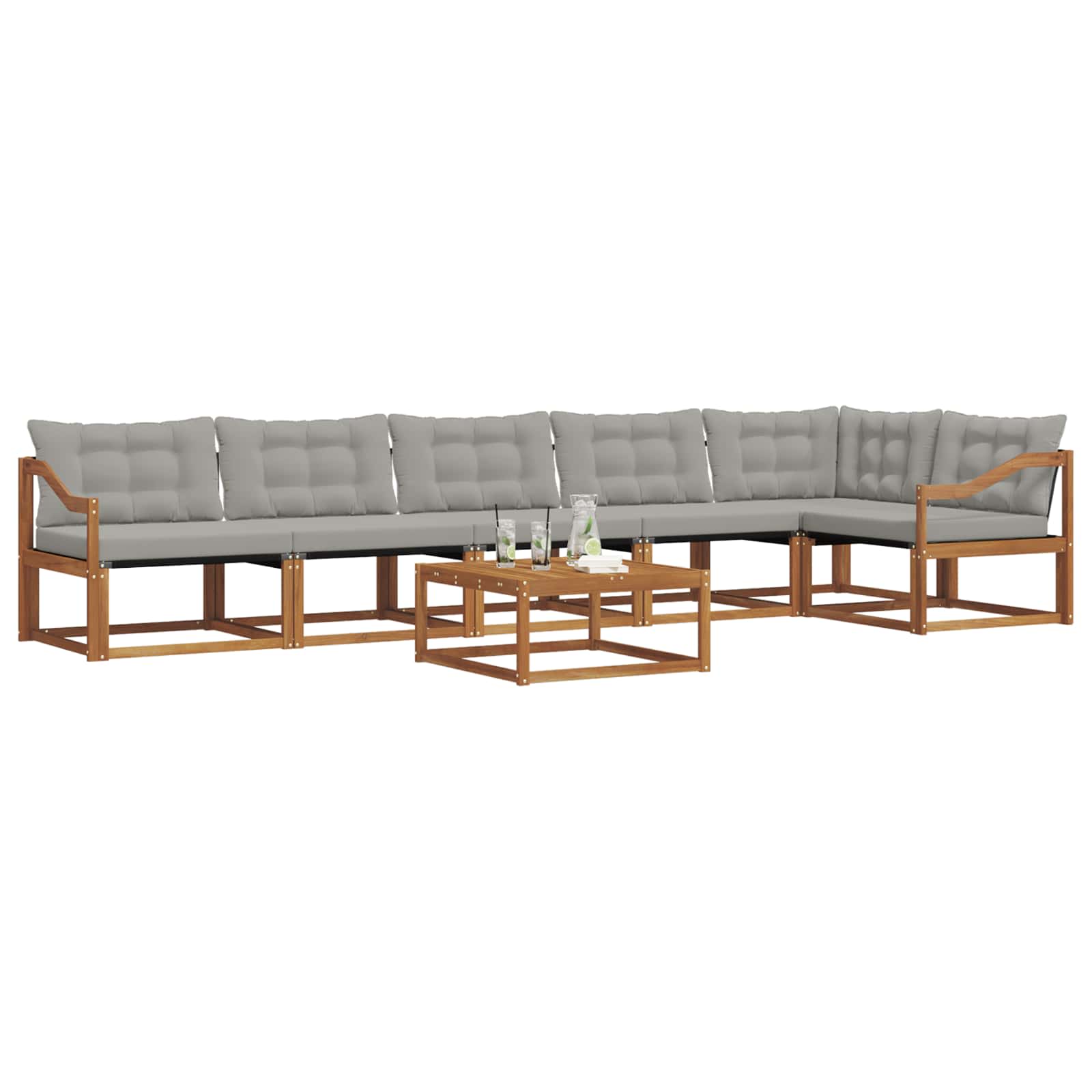 Outdoor-Sofagarnitur mit Kissen 7 pcs Natürlich und Hellgrau