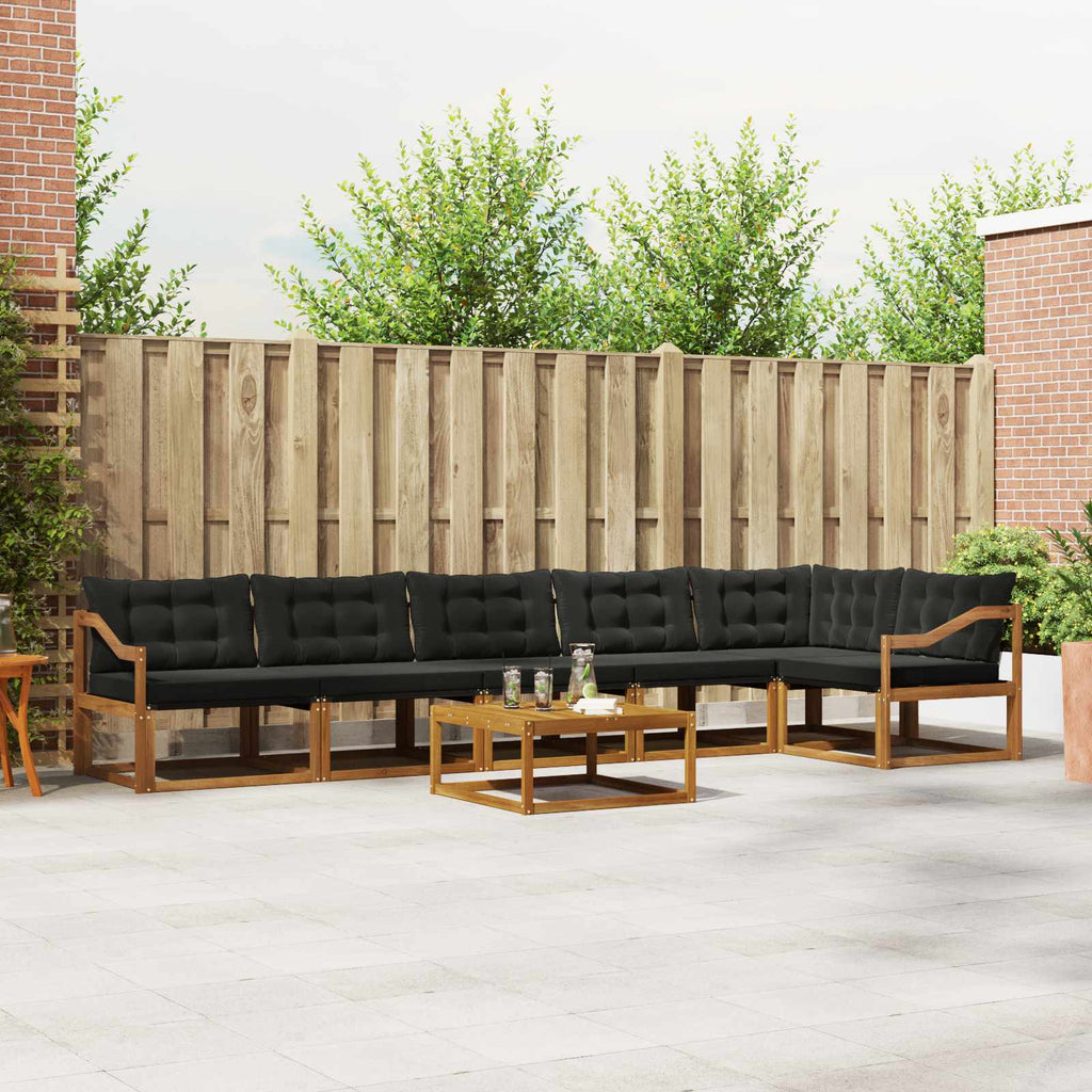 Outdoor-Sofagarnitur mit Kissen 7 pcs Natürlich und Schwarz