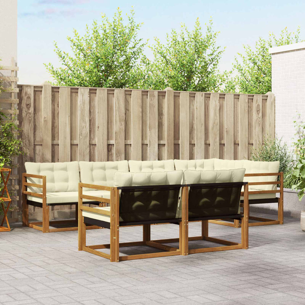 Outdoor-Sofagarnitur mit Kissen 7 pcs Natur und Creme