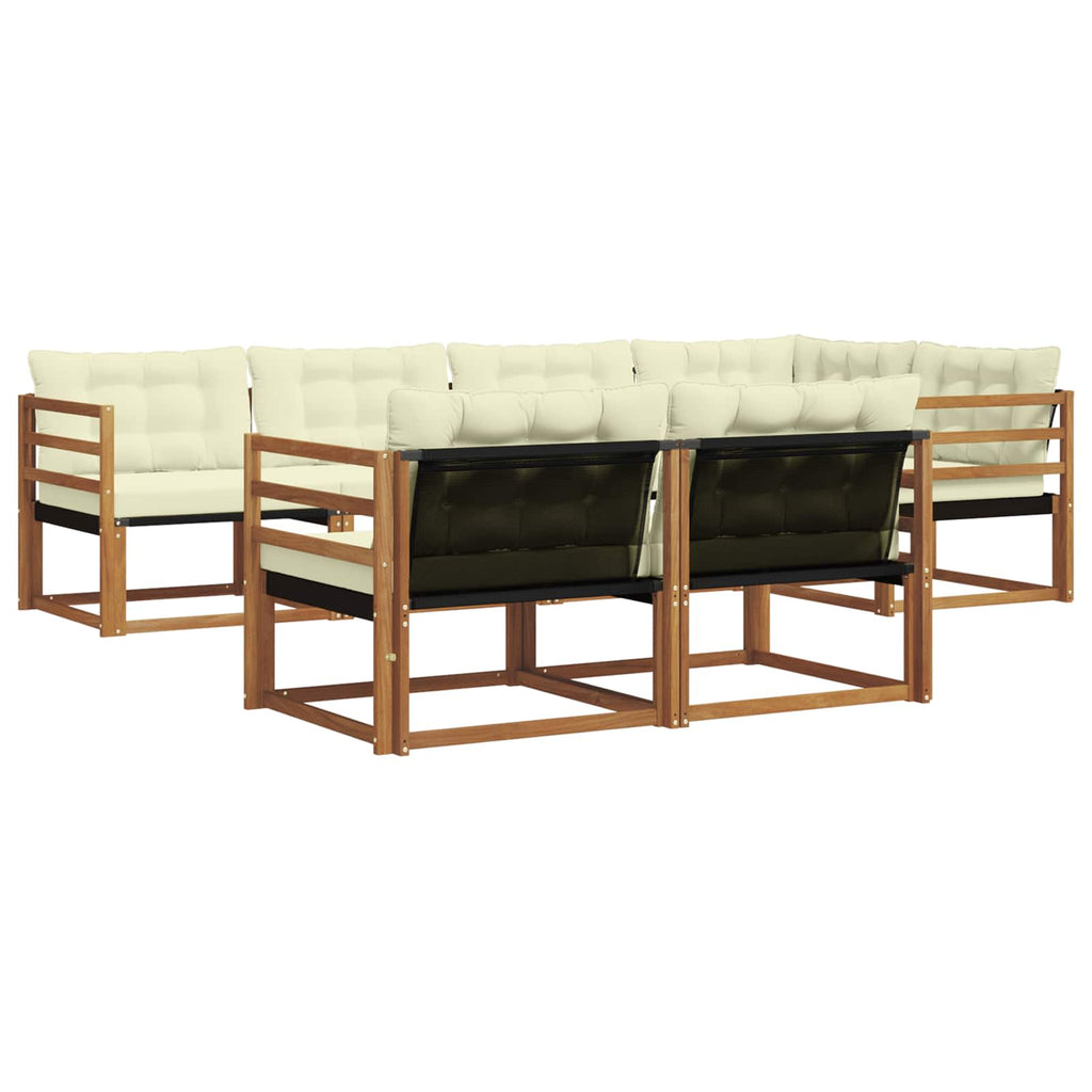 Outdoor-Sofagarnitur mit Kissen 7 pcs Natur und Creme