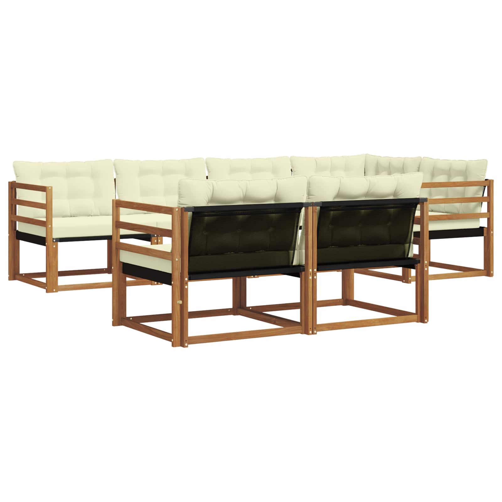 Outdoor-Sofagarnitur mit Kissen 7 pcs Natur und Creme