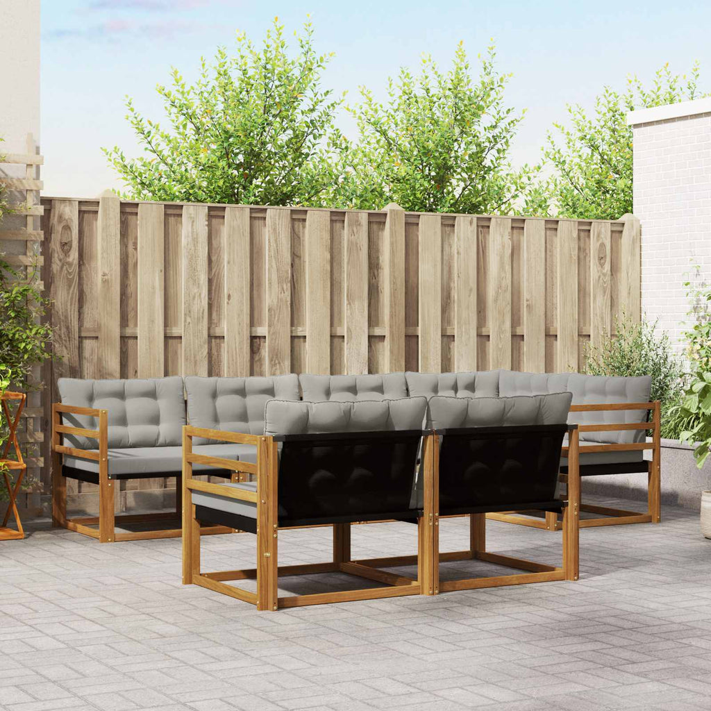 Outdoor-Sofagarnitur mit Kissen 7 pcs Natürlich und Hellgrau