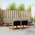 Outdoor-Sofagarnitur mit Kissen 7 pcs Natürlich und Hellgrau