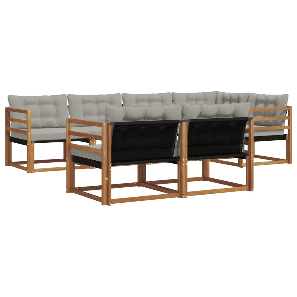 Outdoor-Sofagarnitur mit Kissen 7 pcs Natürlich und Hellgrau