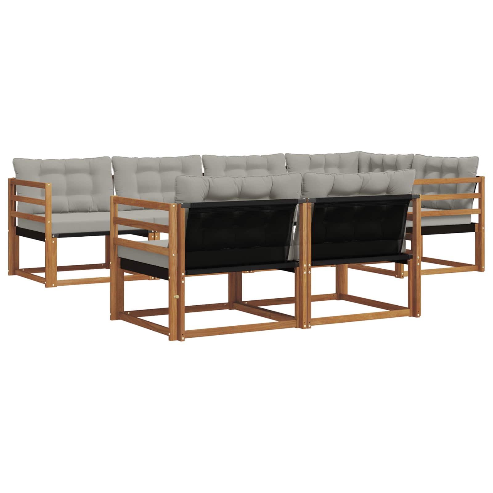 Outdoor-Sofagarnitur mit Kissen 7 pcs Natürlich und Hellgrau