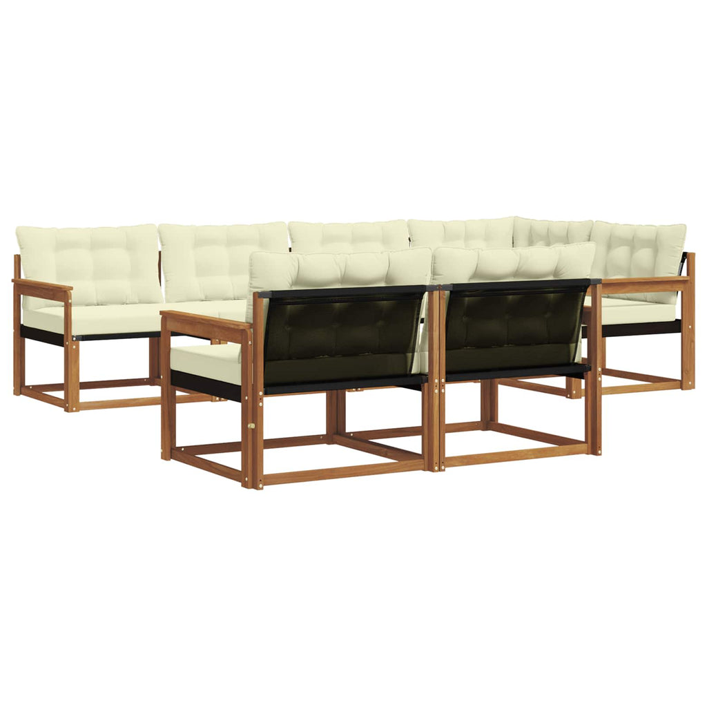Outdoor-Sofagarnitur mit Kissen 7 pcs Natur und Creme