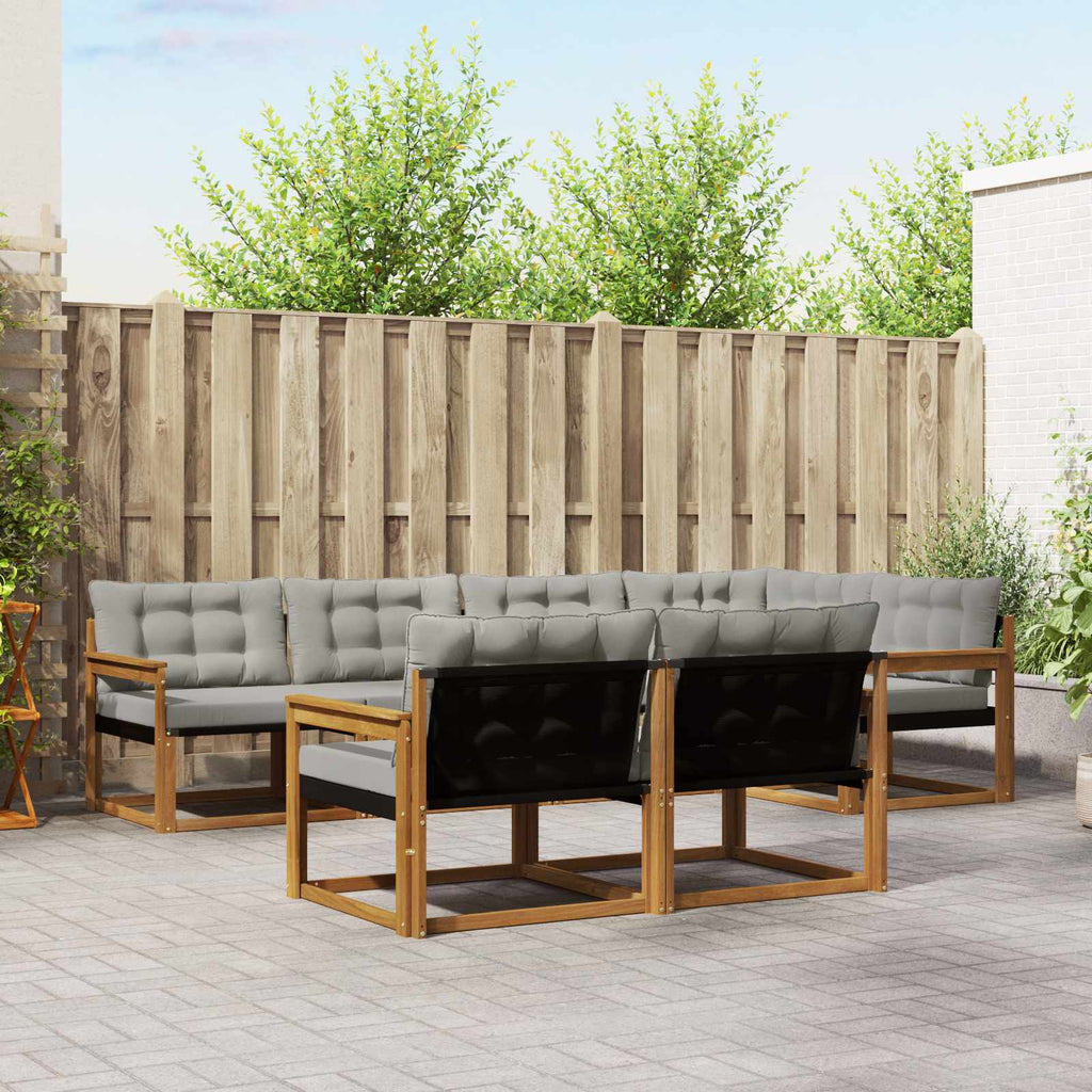 Outdoor-Sofagarnitur mit Kissen 7 pcs Natürlich und Hellgrau