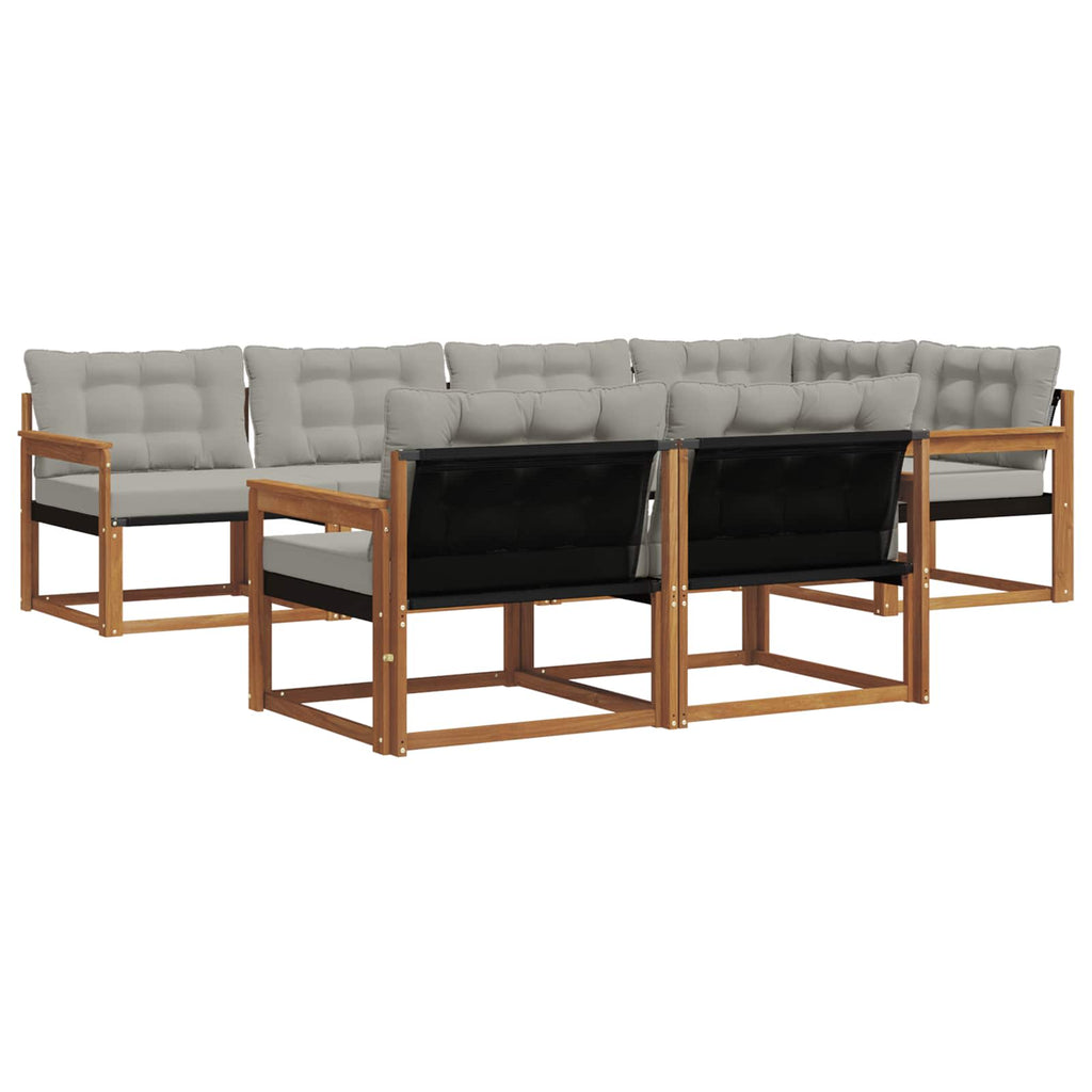 Outdoor-Sofagarnitur mit Kissen 7 pcs Natürlich und Hellgrau