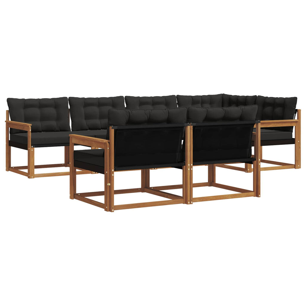 Outdoor-Sofagarnitur mit Kissen 7 pcs Natürlich und Schwarz