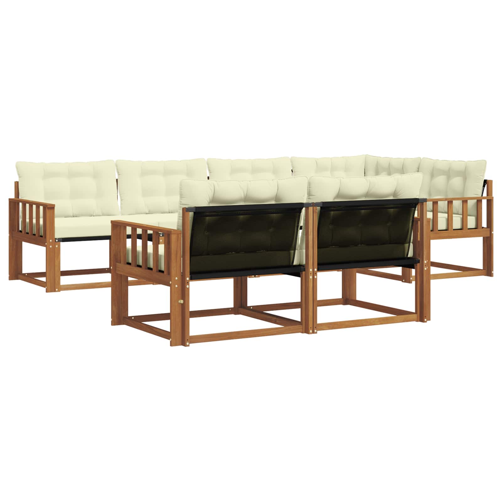 Outdoor-Sofagarnitur mit Kissen 7 pcs Natur und Creme