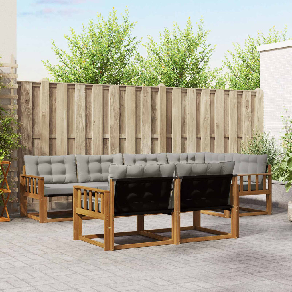 Outdoor-Sofagarnitur mit Kissen 7 pcs Natürlich und Hellgrau