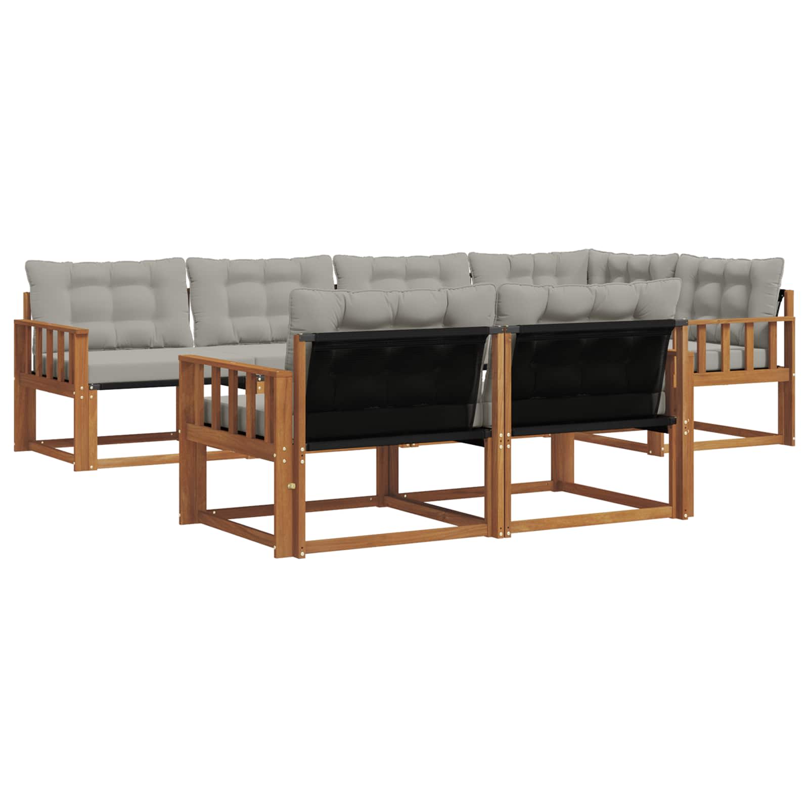 Outdoor-Sofagarnitur mit Kissen 7 pcs Natürlich und Hellgrau