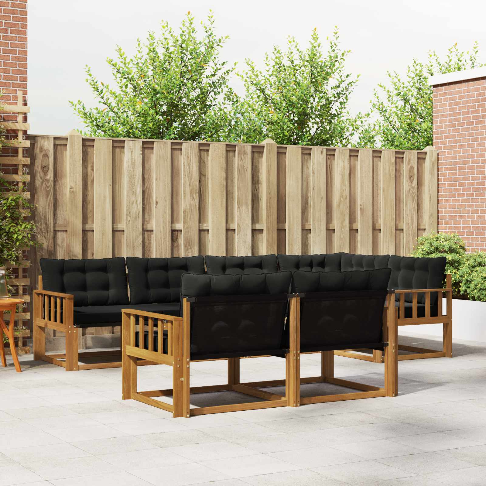 Outdoor-Sofagarnitur mit Kissen 7 pcs Natürlich und Schwarz