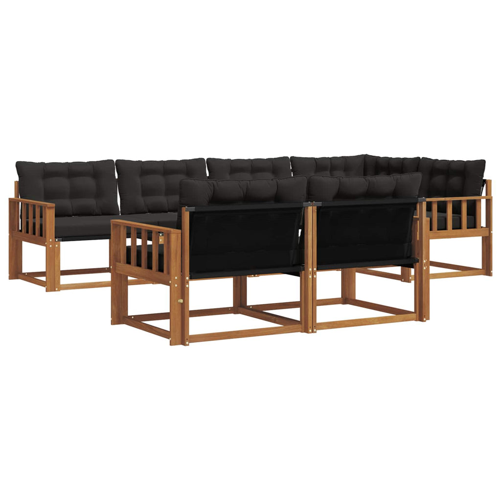 Outdoor-Sofagarnitur mit Kissen 7 pcs Natürlich und Schwarz