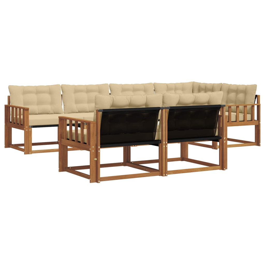 Outdoor-Sofagarnitur mit Kissen 7 pcs Natur und Beige