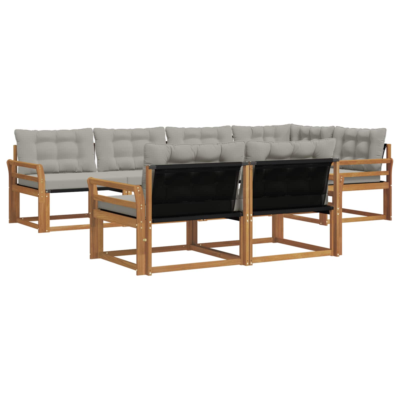 Outdoor-Sofagarnitur mit Kissen 7 pcs Natürlich und Hellgrau