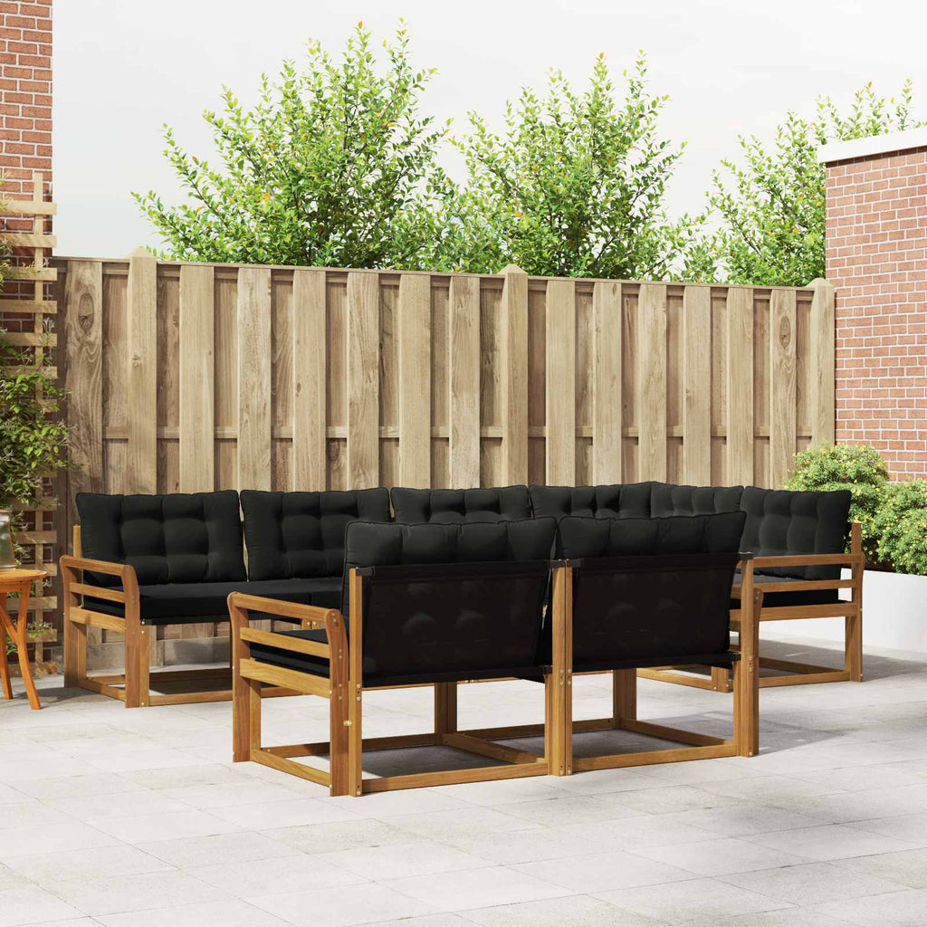 Outdoor-Sofagarnitur mit Kissen 7 pcs Natürlich und Schwarz