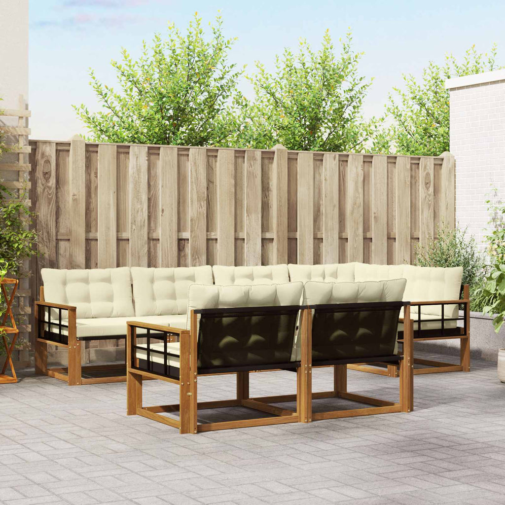 Outdoor-Sofagarnitur mit Kissen 7 pcs Natur und Creme