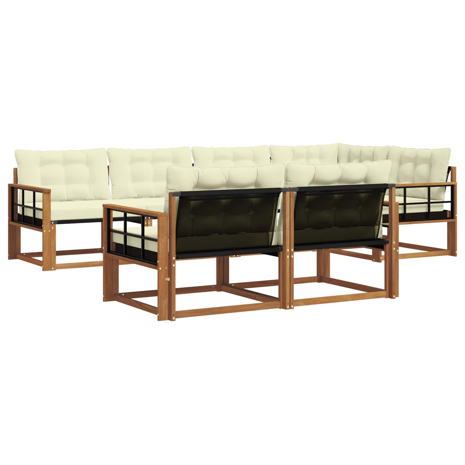 Outdoor-Sofagarnitur mit Kissen 7 pcs Natur und Creme