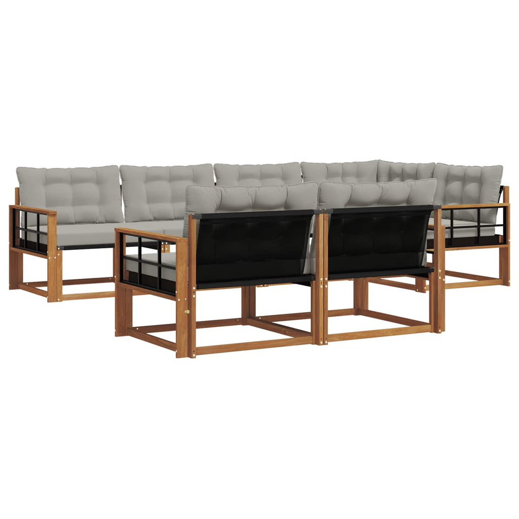 Outdoor-Sofagarnitur mit Kissen 7 pcs Natürlich und Hellgrau