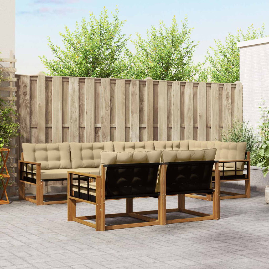 Outdoor-Sofagarnitur mit Kissen 7 pcs Natur und Beige