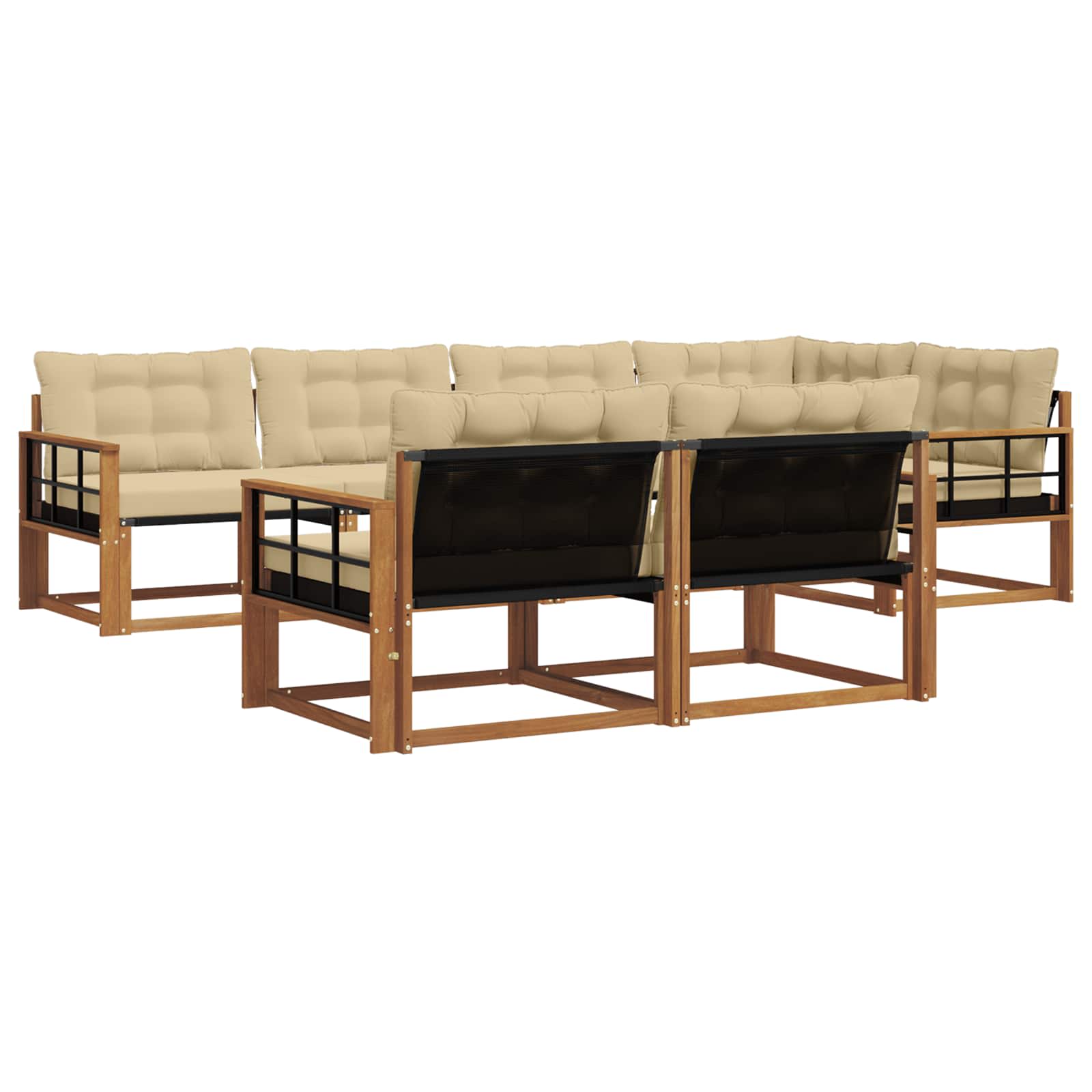 Outdoor-Sofagarnitur mit Kissen 7 pcs Natur und Beige