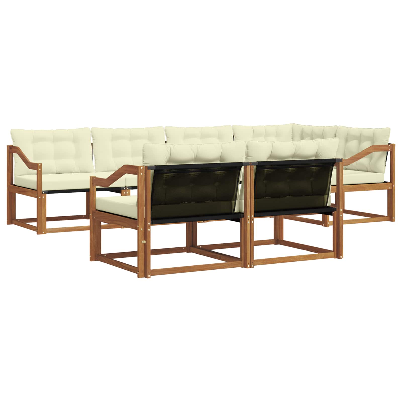Outdoor-Sofagarnitur mit Kissen 7 pcs Natur und Creme