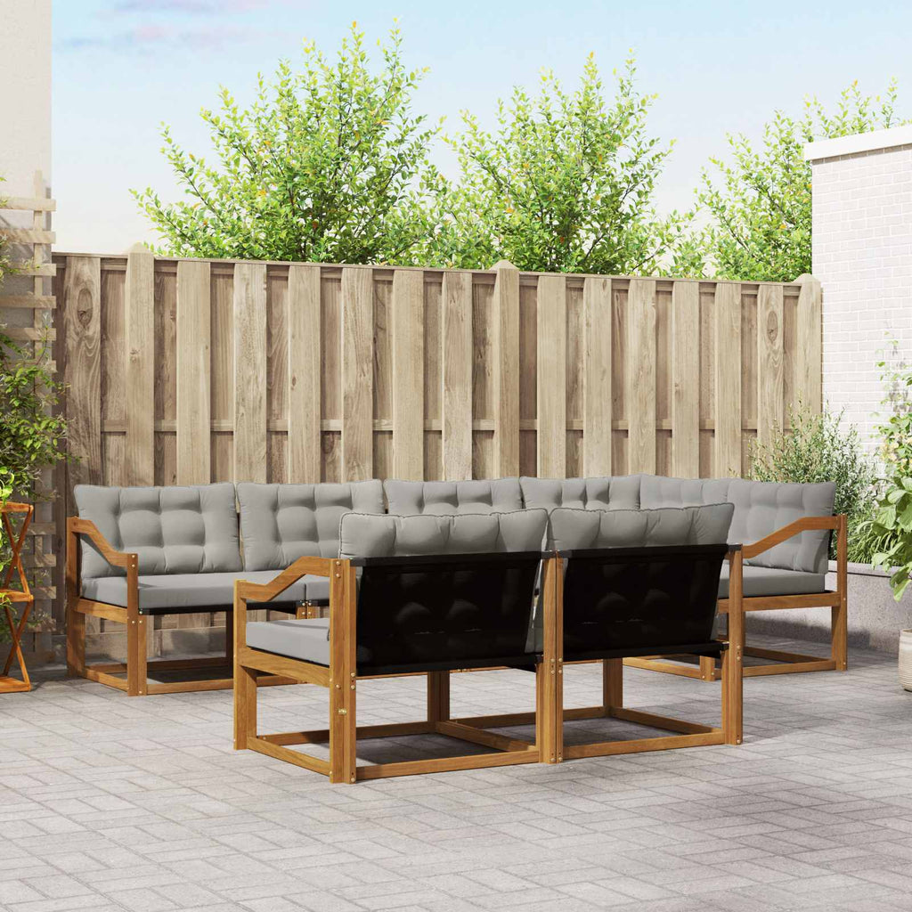 Outdoor-Sofagarnitur mit Kissen 7 pcs Natürlich und Hellgrau