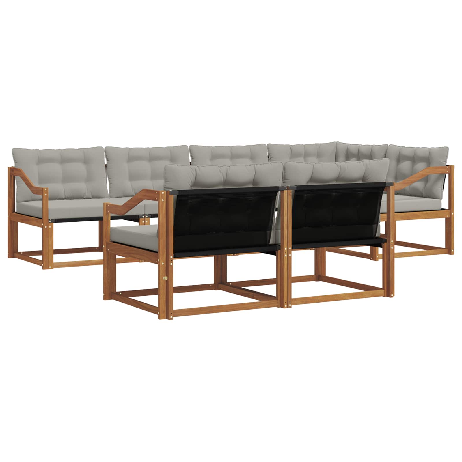 Outdoor-Sofagarnitur mit Kissen 7 pcs Natürlich und Hellgrau