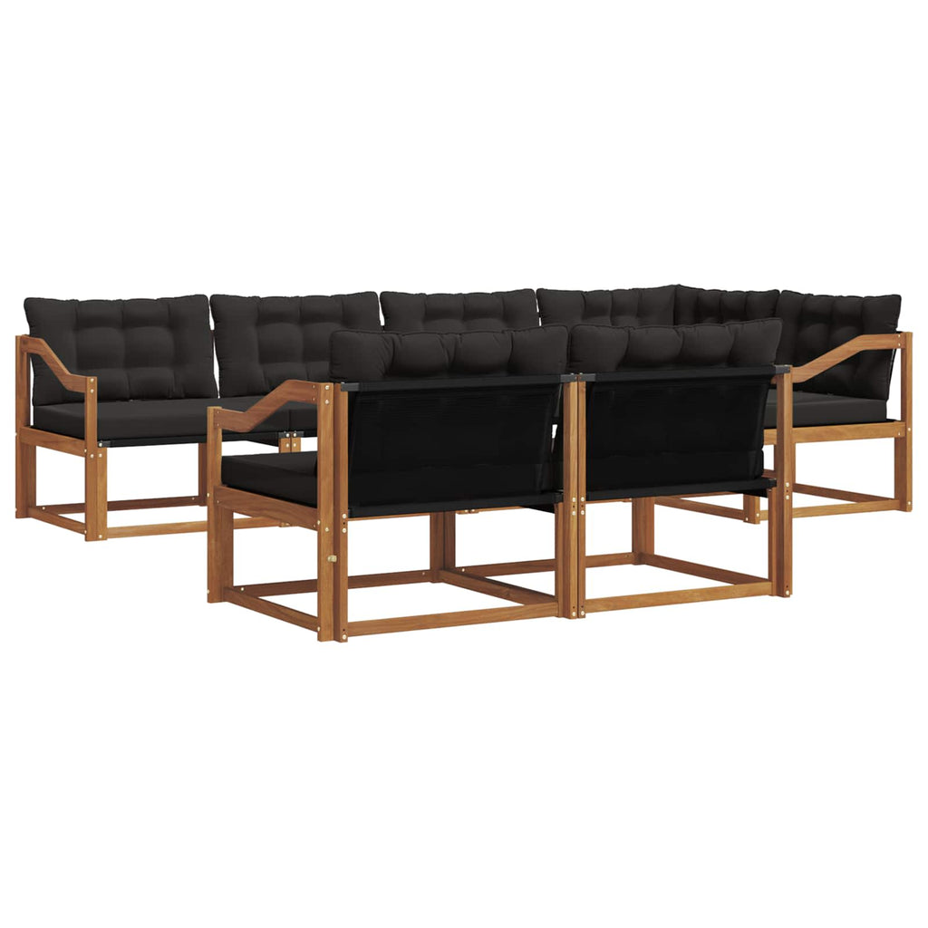 Outdoor-Sofagarnitur mit Kissen 7 pcs Natürlich und Schwarz