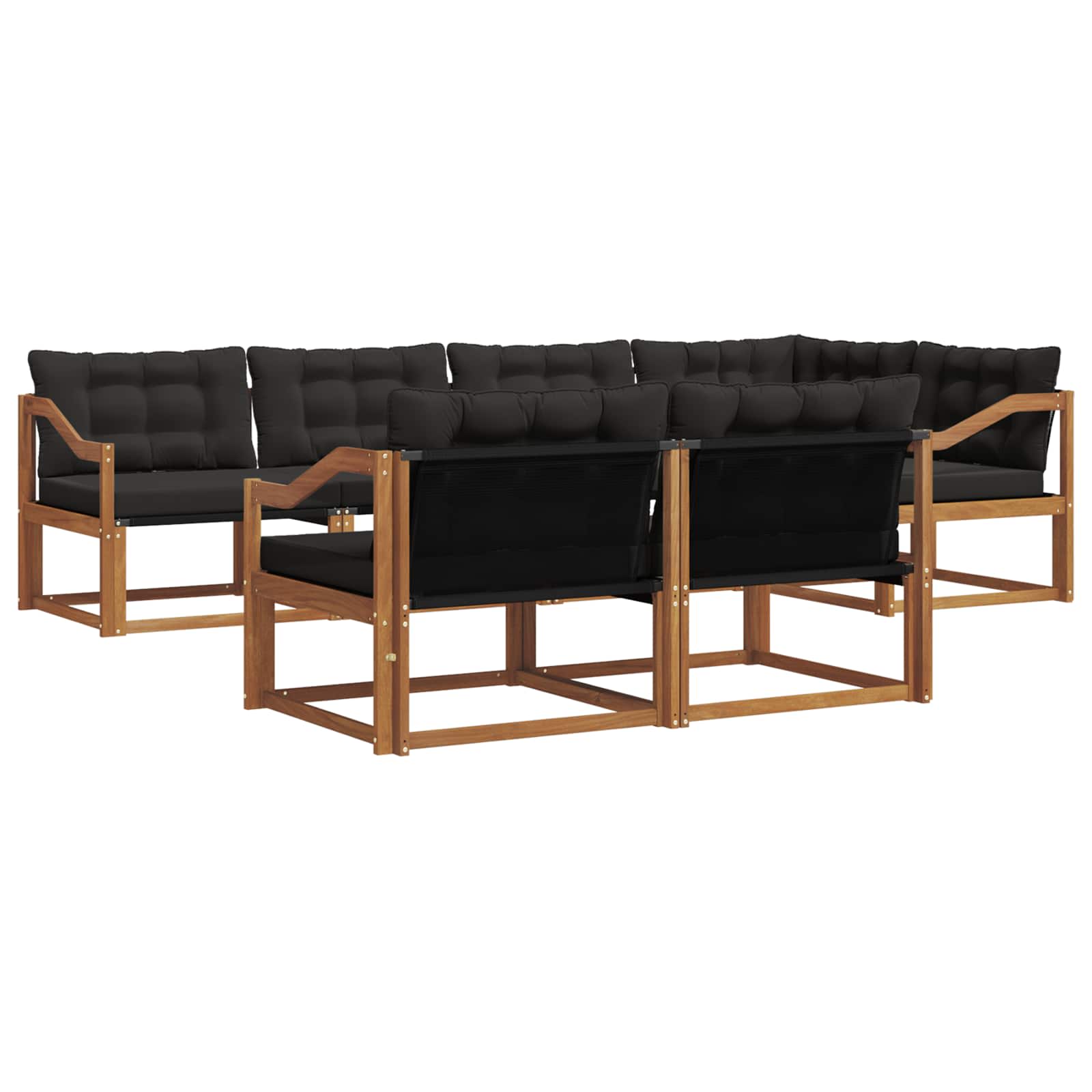 Outdoor-Sofagarnitur mit Kissen 7 pcs Natürlich und Schwarz