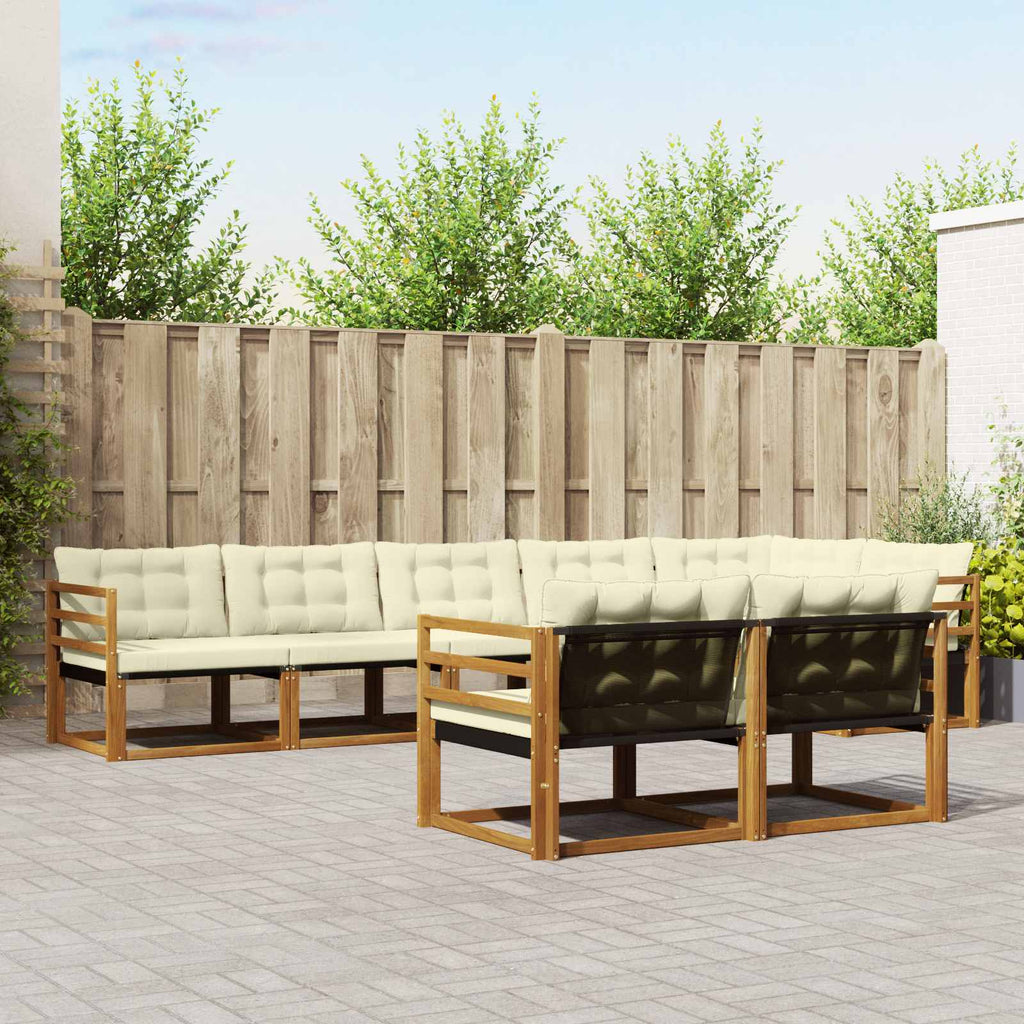 Outdoor-Sofagarnitur mit Kissen 8 pcs Natur und Creme