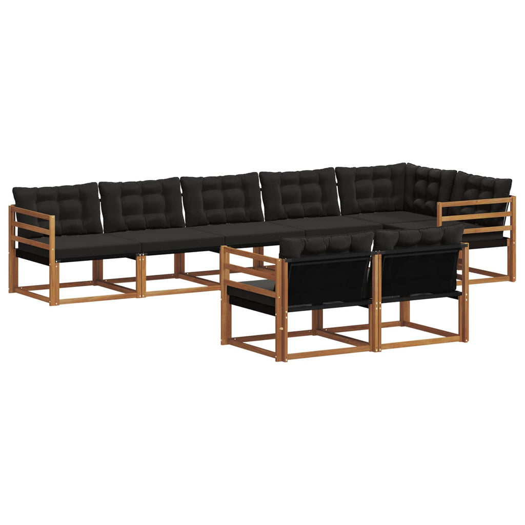 Outdoor-Sofagarnitur mit Kissen 8 pcs Natürlich und Schwarz