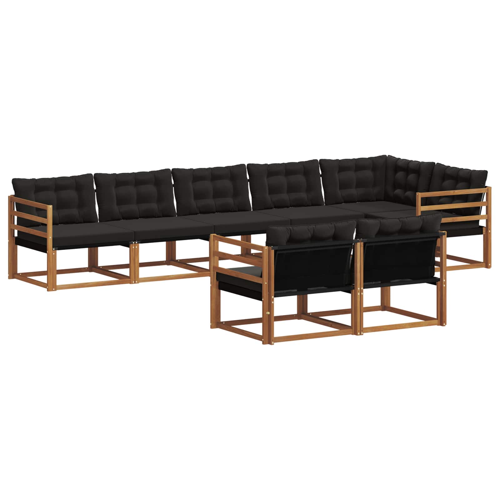 Outdoor-Sofagarnitur mit Kissen 8 pcs Natürlich und Schwarz