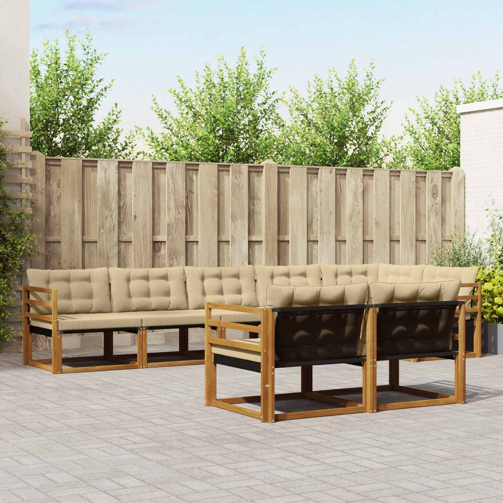Outdoor-Sofagarnitur mit Kissen 8 pcs Natur und Beige