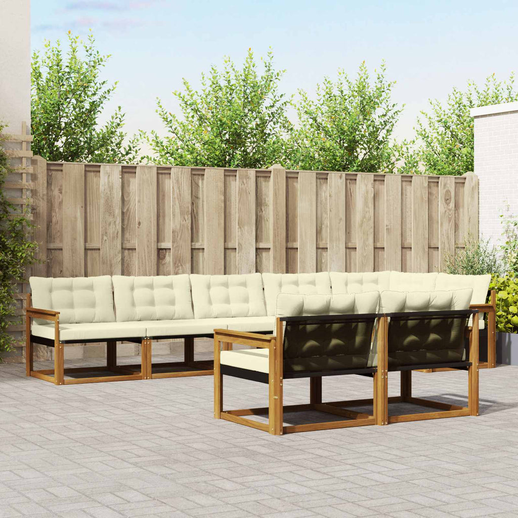Outdoor-Sofagarnitur mit Kissen 8 pcs Natur und Creme