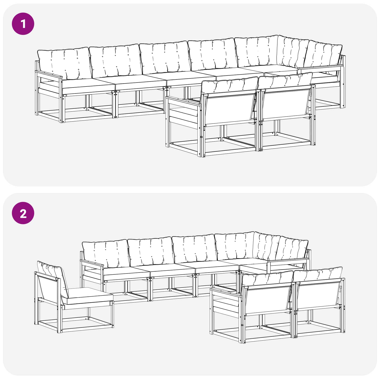 Outdoor-Sofagarnitur mit Kissen 8 pcs Natürlich und Hellgrau