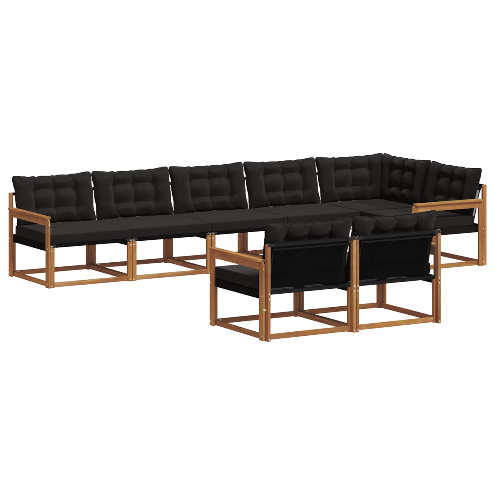 Outdoor-Sofagarnitur mit Kissen 8 pcs Natürlich und Schwarz
