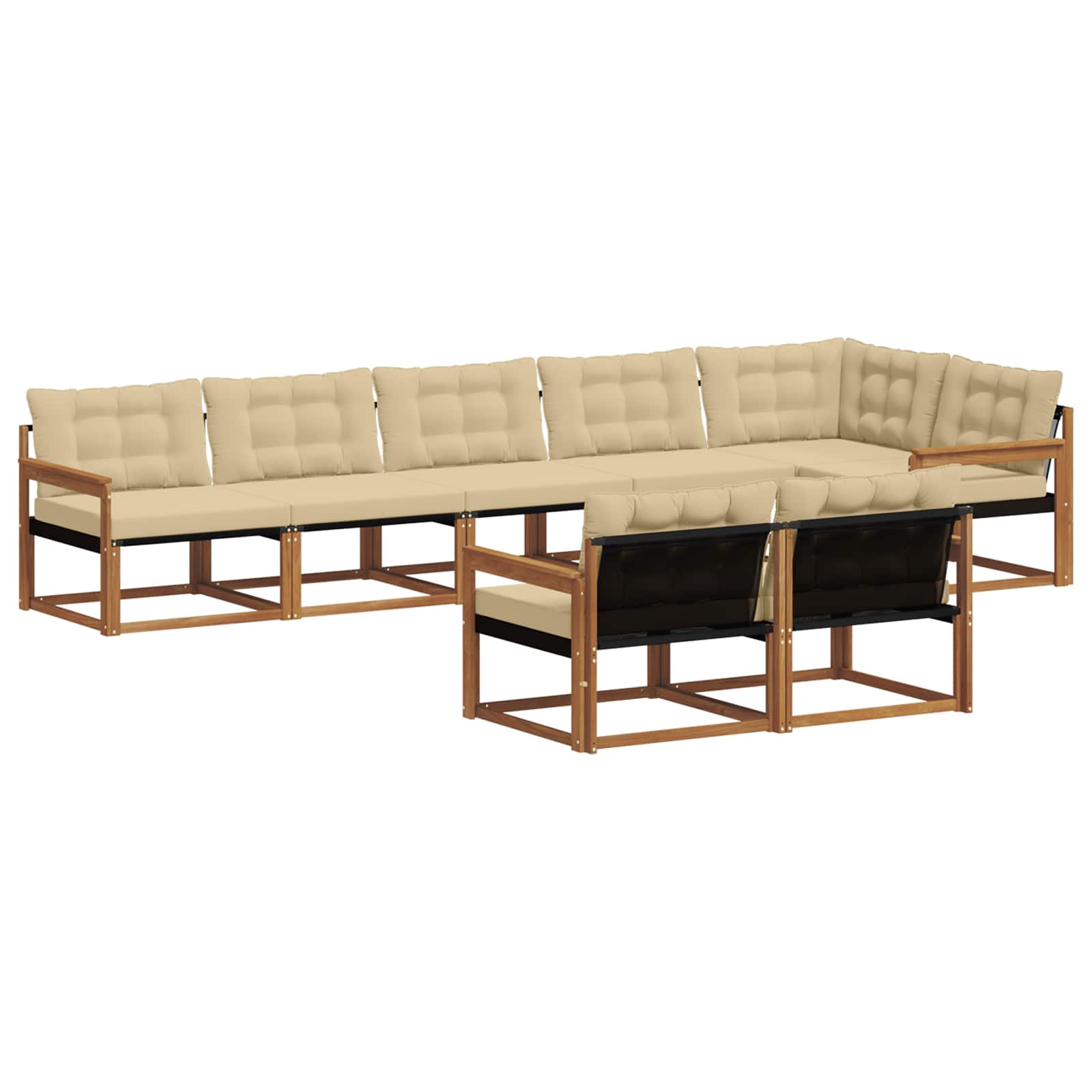 Outdoor-Sofagarnitur mit Kissen 8 pcs Natur und Beige