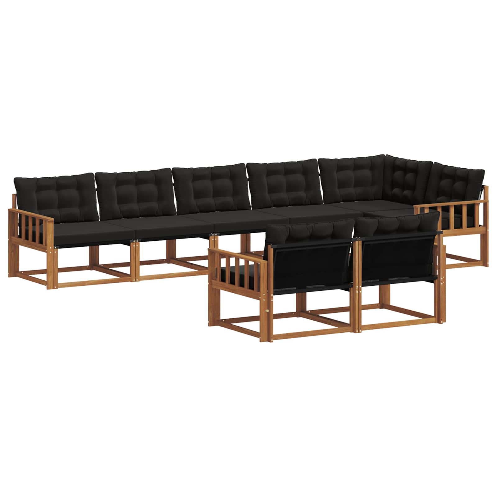 Outdoor-Sofagarnitur mit Kissen 8 pcs Natürlich und Schwarz