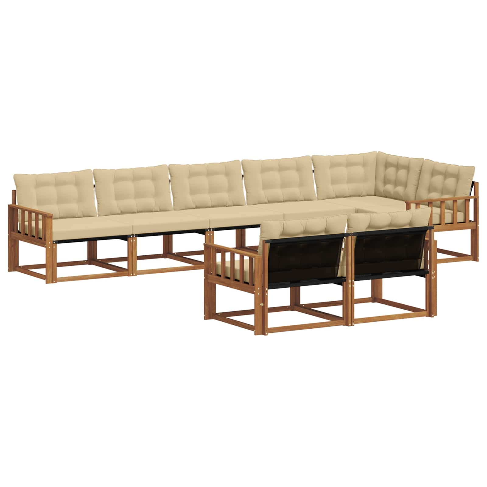 Outdoor-Sofagarnitur mit Kissen 8 pcs Natur und Beige