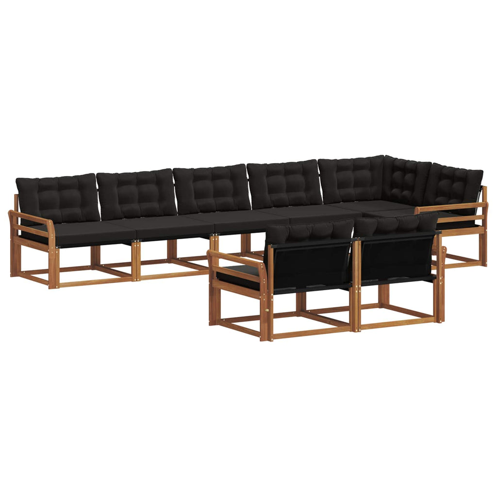 Outdoor-Sofagarnitur mit Kissen 8 pcs Natürlich und Schwarz