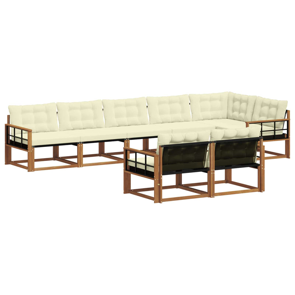 Outdoor-Sofagarnitur mit Kissen 8 pcs Natur und Creme
