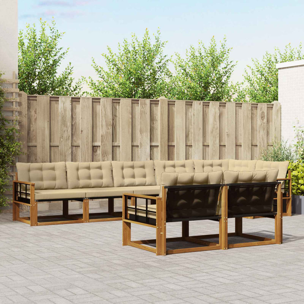 Outdoor-Sofagarnitur mit Kissen 8 pcs Natur und Beige