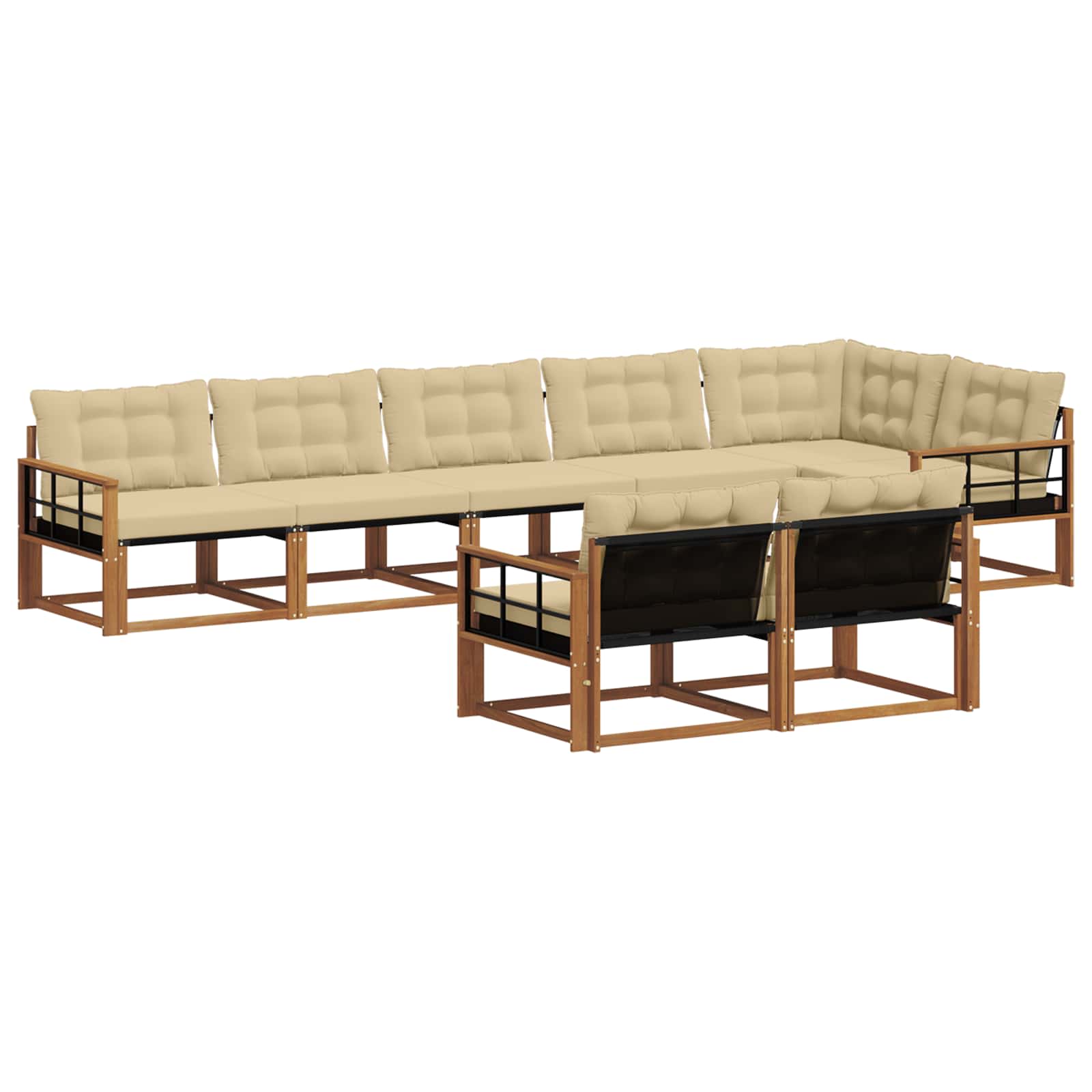 Outdoor-Sofagarnitur mit Kissen 8 pcs Natur und Beige