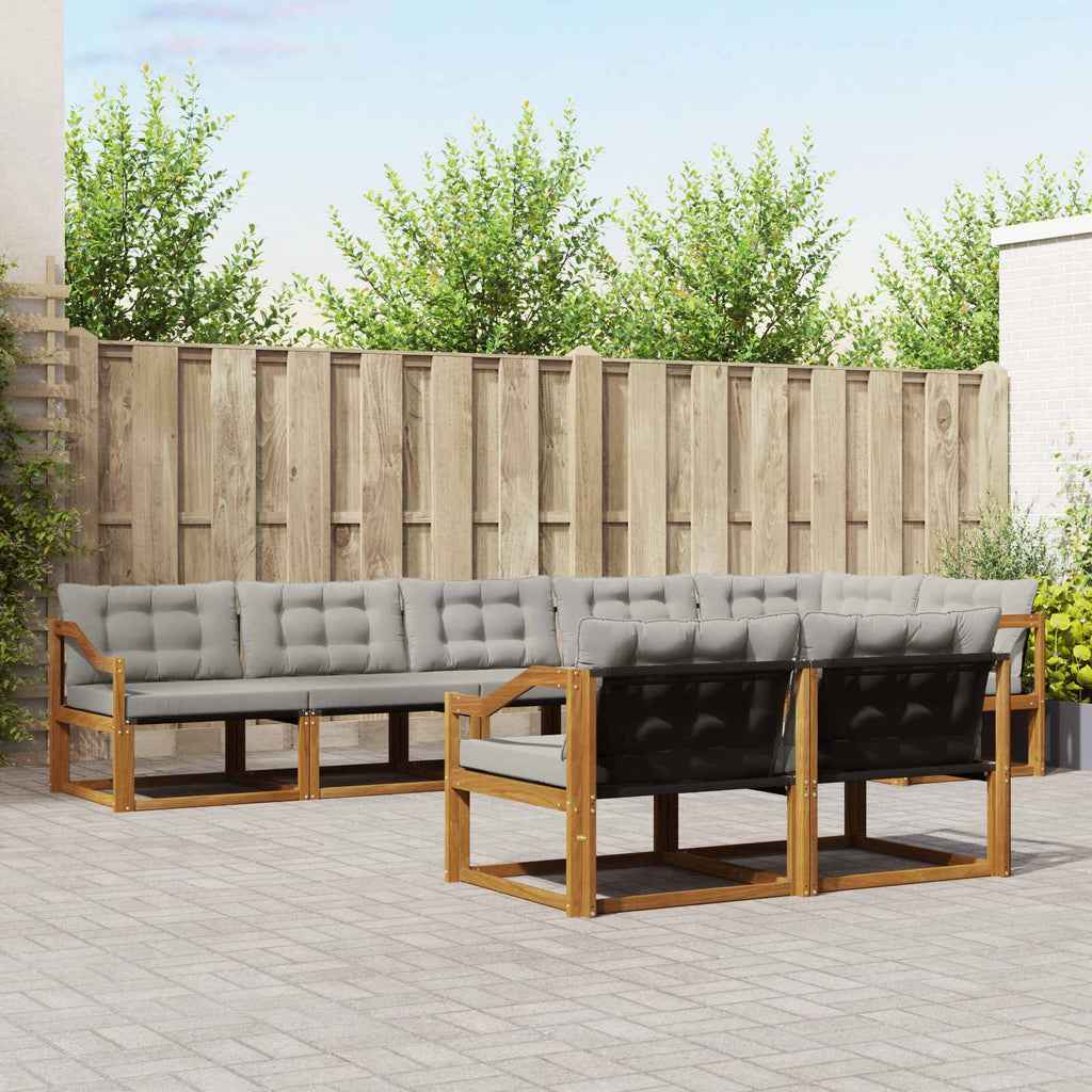 Outdoor-Sofagarnitur mit Kissen 8 pcs Natürlich und Hellgrau