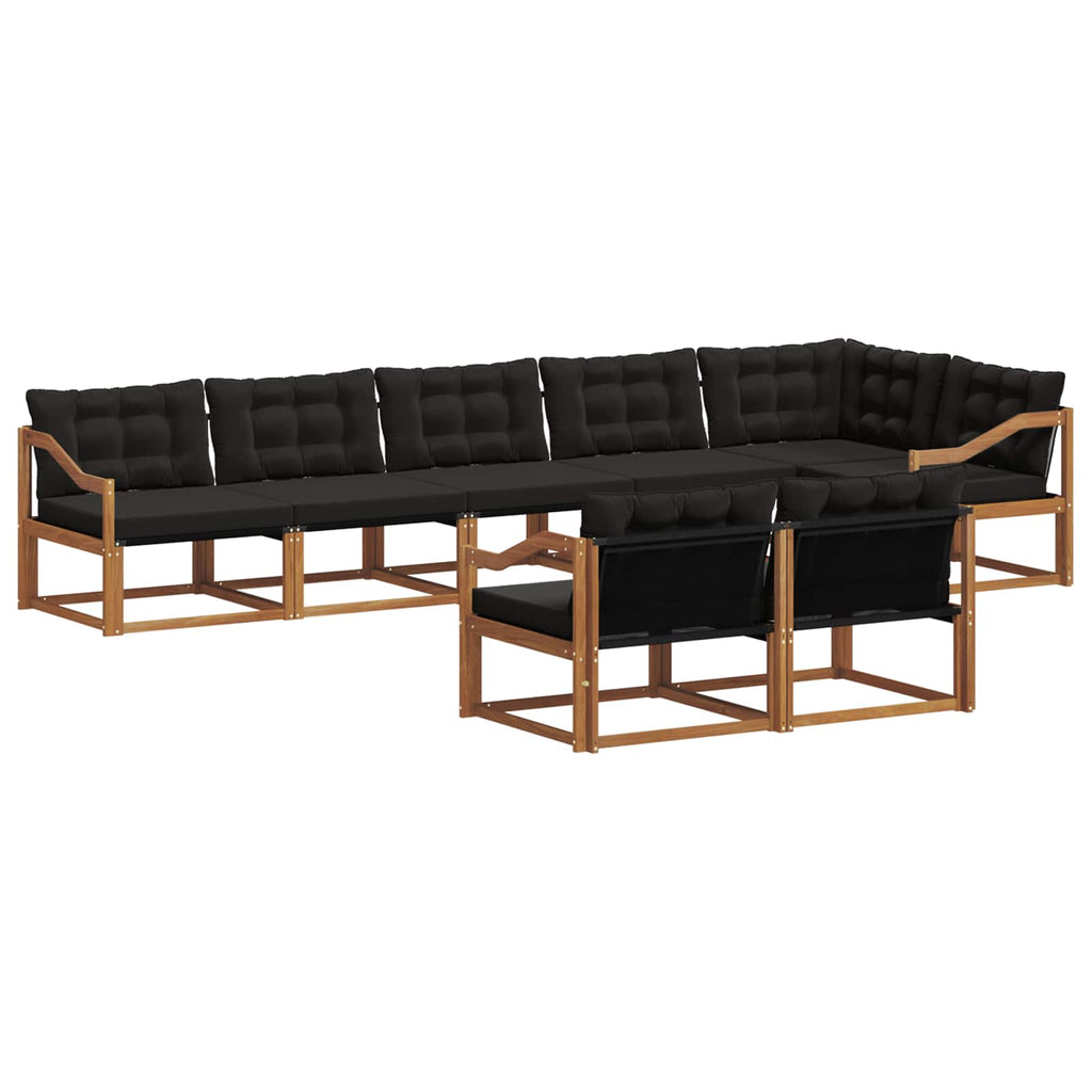 Outdoor-Sofagarnitur mit Kissen 8 pcs Natürlich und Schwarz
