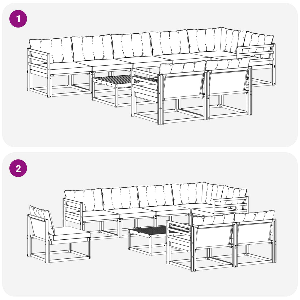 Outdoor-Sofagarnitur mit Kissen 9 pcs Natur und Beige